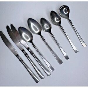 Utica Cut Co Rose Stainless Flatware Replacement 8 Pc Set Spoon Knife